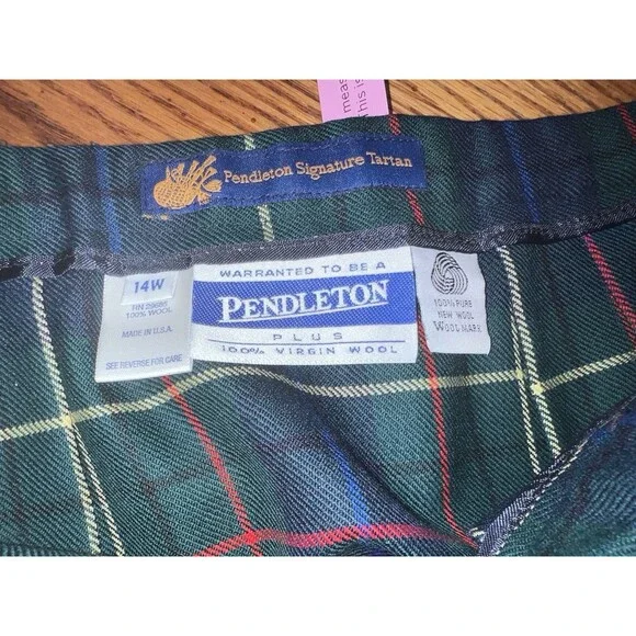 Pendleton Signature Pleated Skirt Womens Sz 14 Plaid Wool Tartan Preppy Academia - Picture 5 of 6